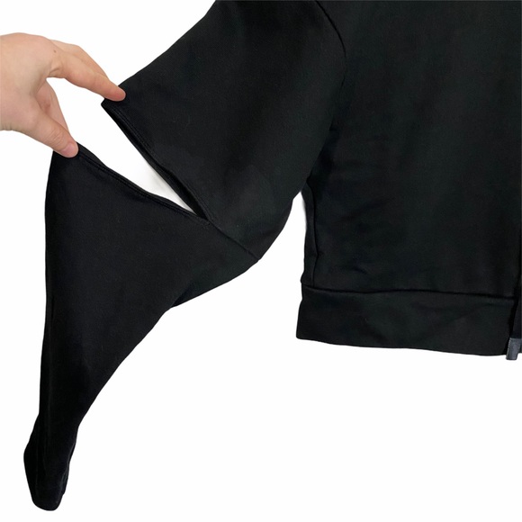 Alo Peak Cutout Sleeve Pullover Crop Hoodie Black - Picture 6 of 10